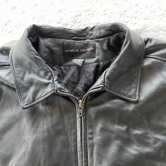 🔥Vintage Croft & Barrow Soft Leather Bomber Jacket Classic Biker Mens Size XXL - Picture 6 of 16